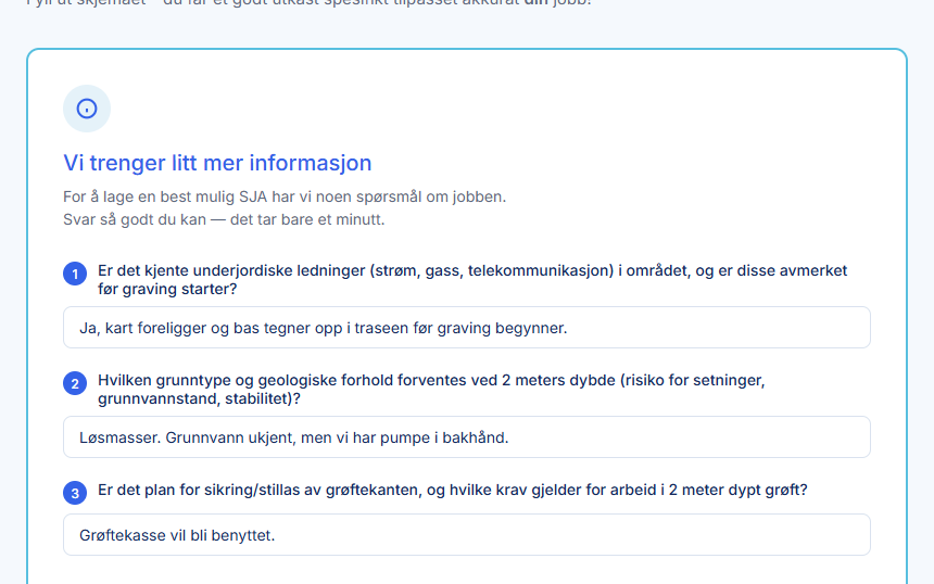 Oppfølgingsspørsmål fra Klar-AI